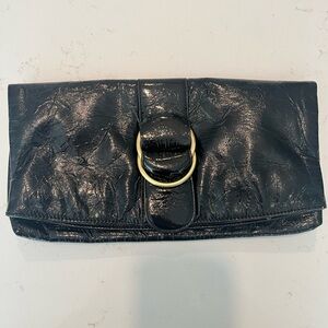 Black Clutch Bag with Gold Accent
